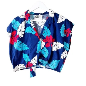 Vintage Hilo Hattie's Hawaiian Print Tie Crop Top Size XL - Picture 1 of 4
