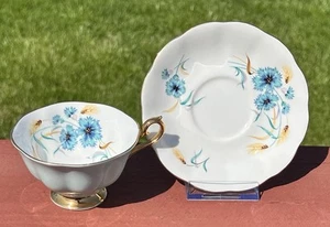 Vintage 50s ROYAL ALBERT England China CORNFLOWER Pattern Set Cup & Saucer - Picture 1 of 13