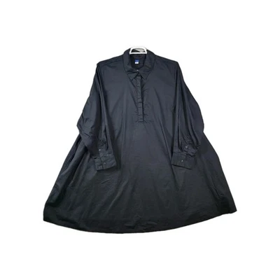 Old Navy 100% Cotton Black LS Knee Length Shirt Dress Women's Plus 3X - Image 1 of 4