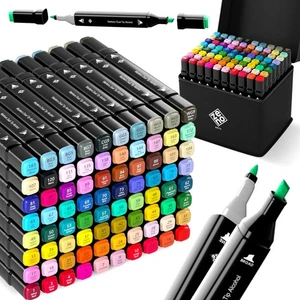 ZENO Set 80 Pennarelli ad Alcool Doppia Punta Punta Pennello e Punta Fine - Foto 1 di 24