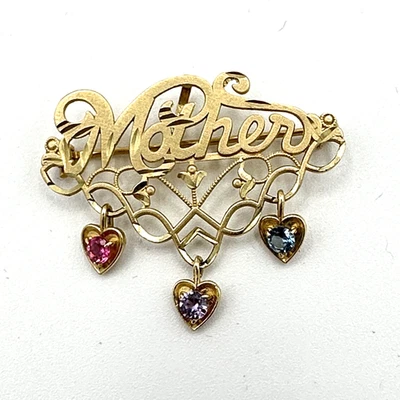 MICHAEL ANTHONY 14K Madre Pin Colgante con Piedras Preciosas Oro Amarillo Colgantes - 3.1g Foto 1 de 4