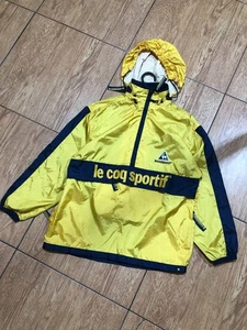 Vintage Le Coq Sportif Windbreaker Jacket M Cardigan Yellow Zip Moto Enduro 90s - Picture 1 of 20