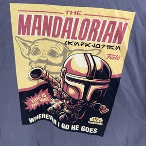 Funko POP Tees Men’s L Graphic T-Shirt Star Wars Mandalorian Grogu Gray Tagless - Picture 1 of 5