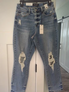 Judy Blue High Waist Boyfriend Fit Jeans Womens 7/28 Med Wash  Denim NWT - Picture 1 of 17