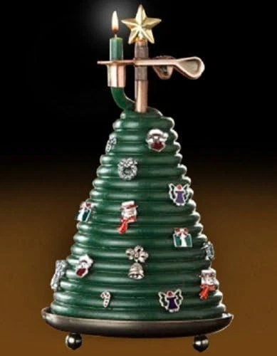 Eclipse Home Decor Bees Wax Candle 80 Hour Christmas Tree W/ 14 Charms Stand