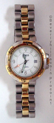 Nexus Reloj de Moda para Hombre Cara Blanca Tono Plateado y Dorado Acero Inoxidable Cuarzo Foto 1 de 4