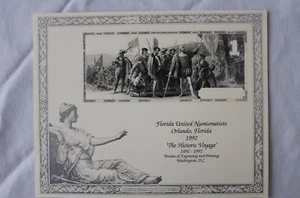 1992 BEP B154 Landung von Columbus vorgeschlagene Notiz SPASS Orlando Souvenirkarte E3161 - Bild 1 von 2