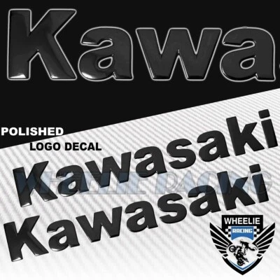 2X 8"X 1.25" 3D PULIDO ABS/BRILLANTE EMBLEMA CALCOMANÍA LOGO + LETRA PEGATINA KAWASAKI NEGRO Foto 1 de 2