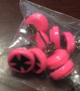 Cross Pierced Earrings Pink & Black ** NEW** - Picture 1 of 1