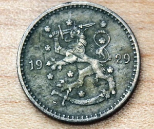 1929 Finland 1 Markka Overstruck on KM# 27 - Picture 1 of 2