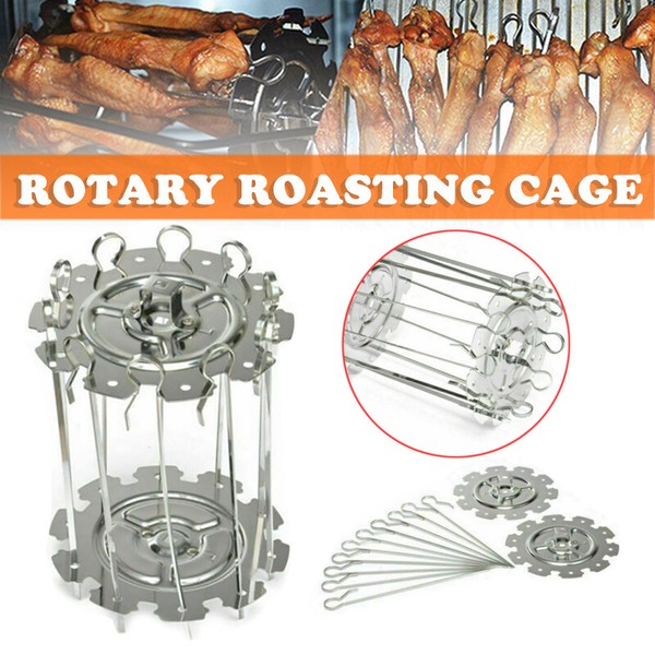 Stainless Steel Rotisserie Grill Roaster Drum Peanut Oven Racks BBQ Tool Photo Related