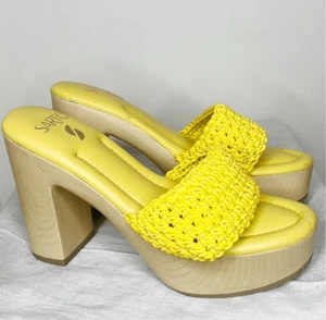 Franco Sarto x Anthro Wendy Platform Clogs Lemon Yellow Size 8.5 Nwt - Picture 1 of 7