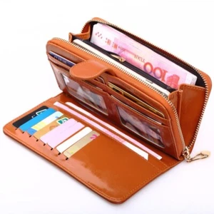 Womens Leather Clutch Wallet Zip Long Purse Card Holder Case Handbag Lady Gift - Picture 1 of 7