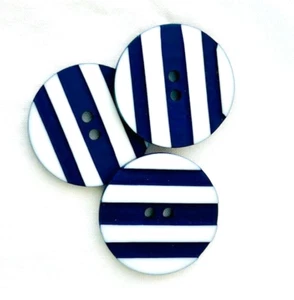 Large STRIPED Amino Plastic Vintage Button Set. 1 & 5/16" - Picture 1 of 4