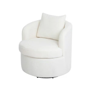Levede Barrel Accent Chair Sofa Swivel Armchair Living Room Round Lounge White - Picture 1 of 12
