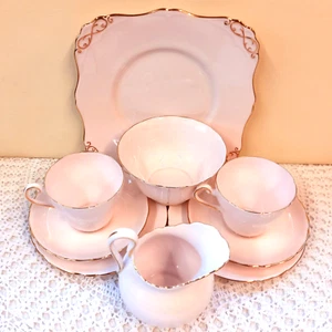 Vintage 1950s TUSCAN Fine Bone China Luxurious Delicate Pink Tea Set VERY RATE - Picture 1 of 12