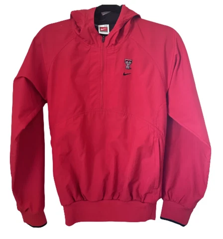 Nike Jacket Womens XS Red Black Texas Tech Red Raiders 1/4 Zip Hooded Vintage Cover