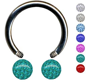 JUEGO PIERCINGO® HERRADURA TITANIO EPOXI CRISTAL ÍNTIMO OREJA PECHO TABIQUE NARIZ ANILLO - Imagen 1 de 2
