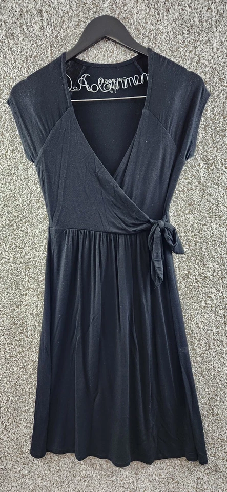 Mac & Jac Black Dress Faux Wrap Dress Knit Stretch Women's Size S - Image 1 of 4