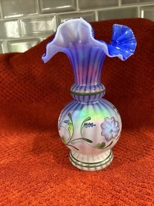 1999 Fenton Iridescence Blue Glass Messenger Exclusive,Don Fenton, Sign C Mackey - Picture 1 of 6