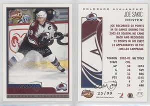 2003-04 Pacific Complete Red /99 Joe Sakic #212 HOF