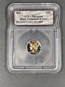 1942 Mercury Silver Dime Black Ruthenium & Gold ICG 1 of 1000 - Bild 1 von 2