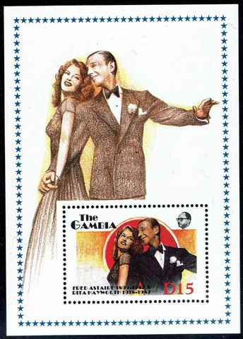 Gambia 777 Fred Astaire & Rita Hayworth Souvenir Sheet 1988 MLH pc194 Cover