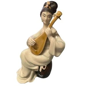 VTG Japanese Geisha Biwa Player Celadon Porcelain Statue Sculpture Figurine #11 - Picture 1 of 10