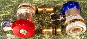 QUICK COUPLER ADAPTERS for A/C Manifold Gauge R134A High Low Red Blue Side Fi sl - Foto 1 di 1