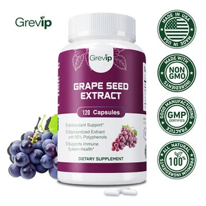 Grape Seed Extract- 95% Polyphenols Heart Health Antioxidant Free Radical - Picture 1 of 6