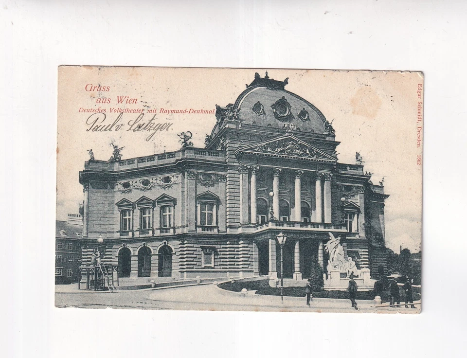 4196) ¡SALUDOS desde VIENA - Teatro Popular Alemán con monumento a Raymund AN... - Imagen 1 de 2