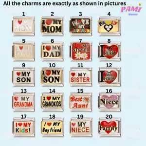 PAMI- Italian Charm Family mum dad niece aunt grandma- fits classic 9mm bracelet - Picture 1 of 42