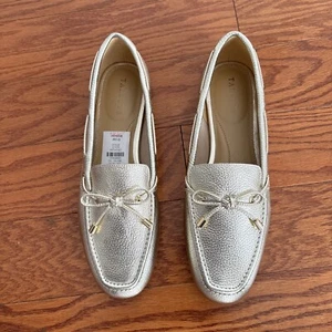 Ballerine da guida Talbots Jessie in pelle oro metallizzato taglia 9,5 M nuove - Foto 1 di 10
