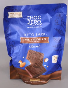 ChocZero Dark Chocolate Keto Bark Sugar Free and Sea Salt Almond 6 oz.Pack of  2 - Picture 1 of 3