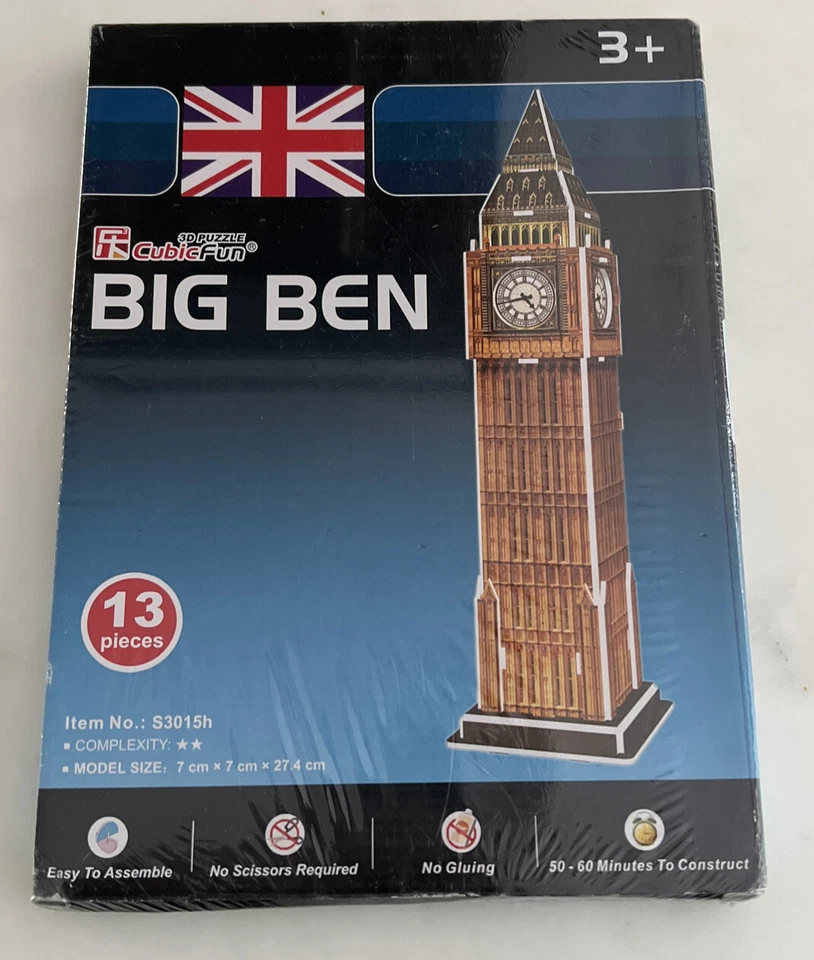NEW 3D Puzzle CubicFun - Big Ben (S3015h) 13 Pcs. - Image 1 of 3