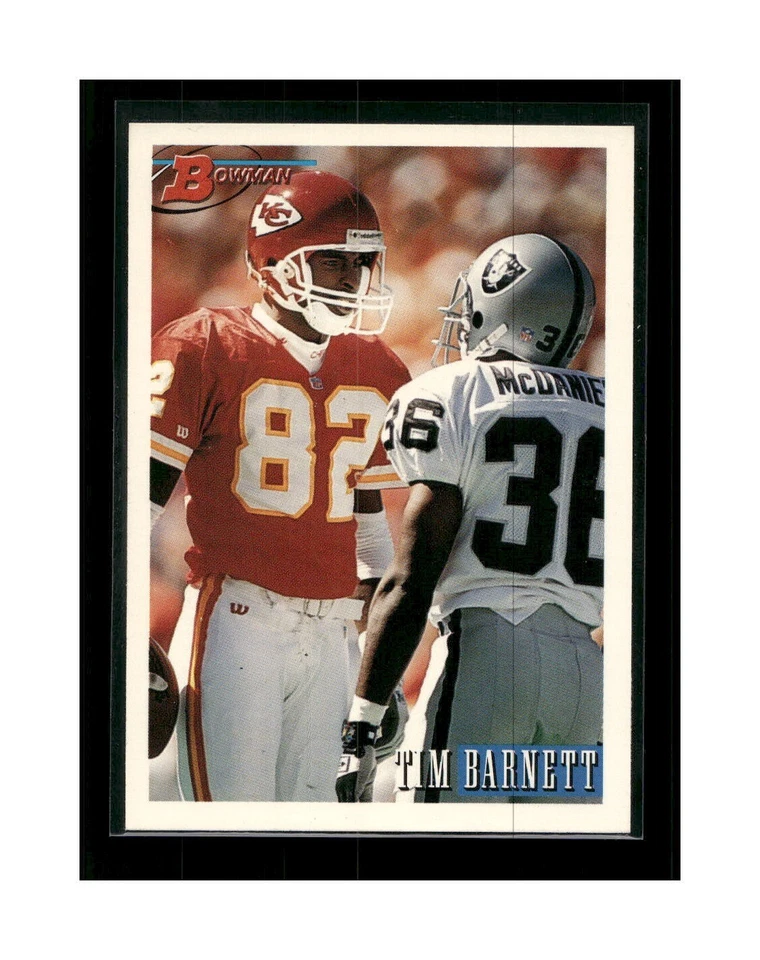 1993 Bowman NFL Football Card #167 Tim Barnett WR #82 Kansas City Chiefs - Image 1 of 2