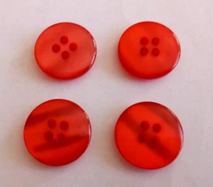 4/pcs Buttons medium size D=13/16" (20mm) Red color 4 holes - Picture 1 of 4