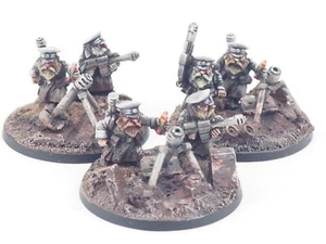MACROCOSM 28MM SCI FI SQUADRE DI MORTAI NANI X 3. DIPINTO. BLU 1792 - Foto 1 di 5