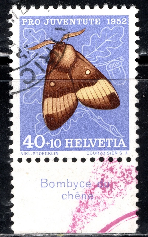 Sello de Suiza Scott #B221, 40c + 10c, semipostal, polilla, usado, SCV $5,75 Foto 1 de 1