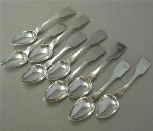 Set 9 Coin Silver Teaspoons William Miller Philadelphia - Picture 1 of 12