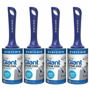 Evercare Giant Lint Roller Extra Large Sheets Refill - 4 PACK of 60 sheet each