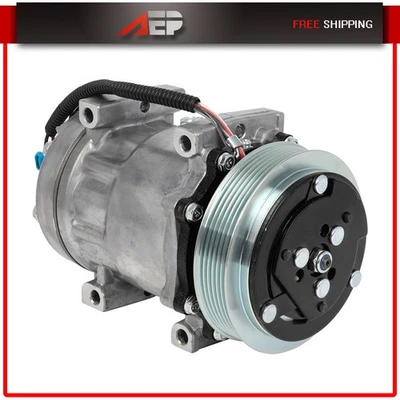 Compresor de aire acondicionado con 6 ranuras para Freightliner Classic Columbia FC70 FS65 MB60 MB70 Foto 1 de 4
