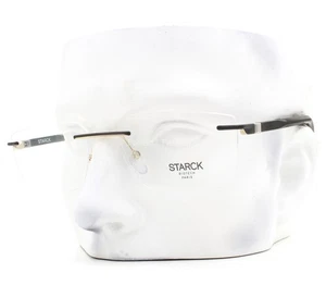 Starck Rimless Eyeglasses SH2064 0002 Glasses Matte Black Pale Gold 56mm No Case - Picture 1 of 6