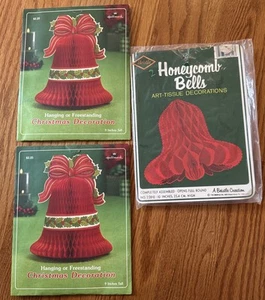 Christmas Hanging Bell Die-Cut Honeycomb Tissue Hallmark (2) & Beistle (2 Sealed - Picture 1 of 9
