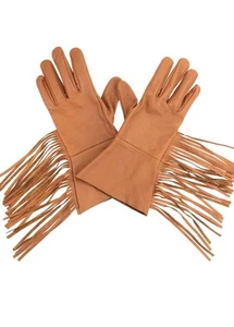 Guantes de cuero con flecos estilo occidental medianos para hombre - Imagen 1 de 5