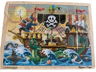 2 Melissa & Doug 48 Pc  Puzzle ‘Pirate Adventure’ & Knight Vs. Dragon Wood Tray - Image 1 of 3