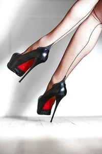 1969 Made in Italy High Heels DS Style Stiletto Platform Leather Pumps Black 36 - Picture 1 of 12