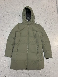 Chaqueta Eddie Bauer Mujer Mediana Verde Ejército Plumón Largo Parka Abrigo Usado en Excelente Condición - Imagen 1 de 4