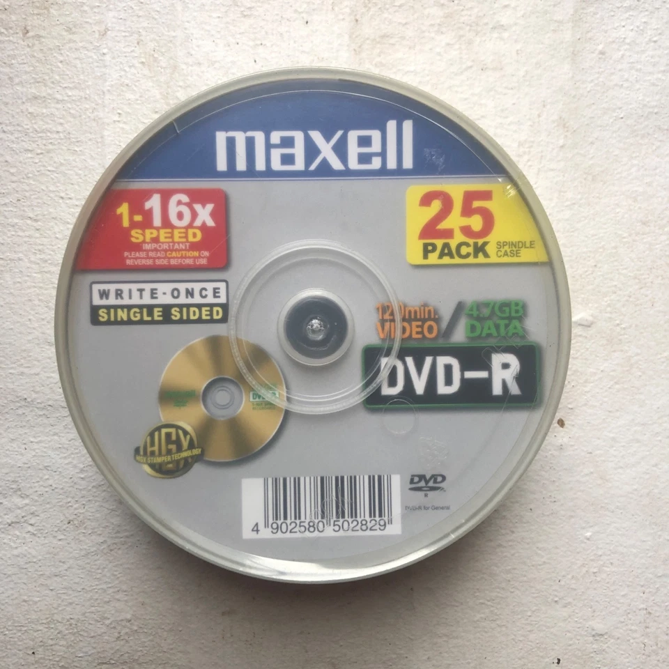 25 stk MAXELL DVD-R Rohlinge  1-16x Speed Neu OVP inkl versicherter Versand - Bild 1 von 2