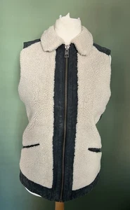 All Saints Grasp Lammfell Shearling/Leder Weste schwarz UK 10 (fällt aus wie UK8) - Bild 1 von 6
